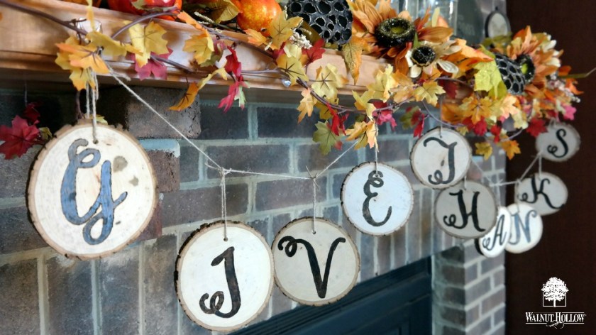 Give Thanks Wood Slice Garland