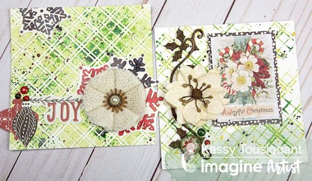 Use a Plaid Stencil for a Mixed Media Christmas Card