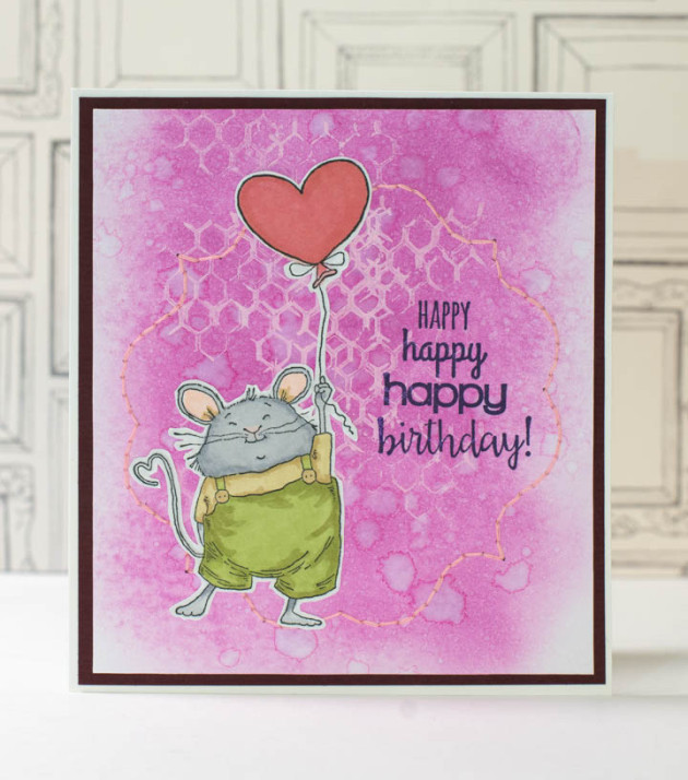 See How to Use Acrylic Paint and Embroidery on a Birthday Card with Memento Inkpad and Craft Paints