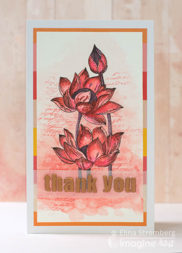 create a thank you card using memento inks and versamagic 